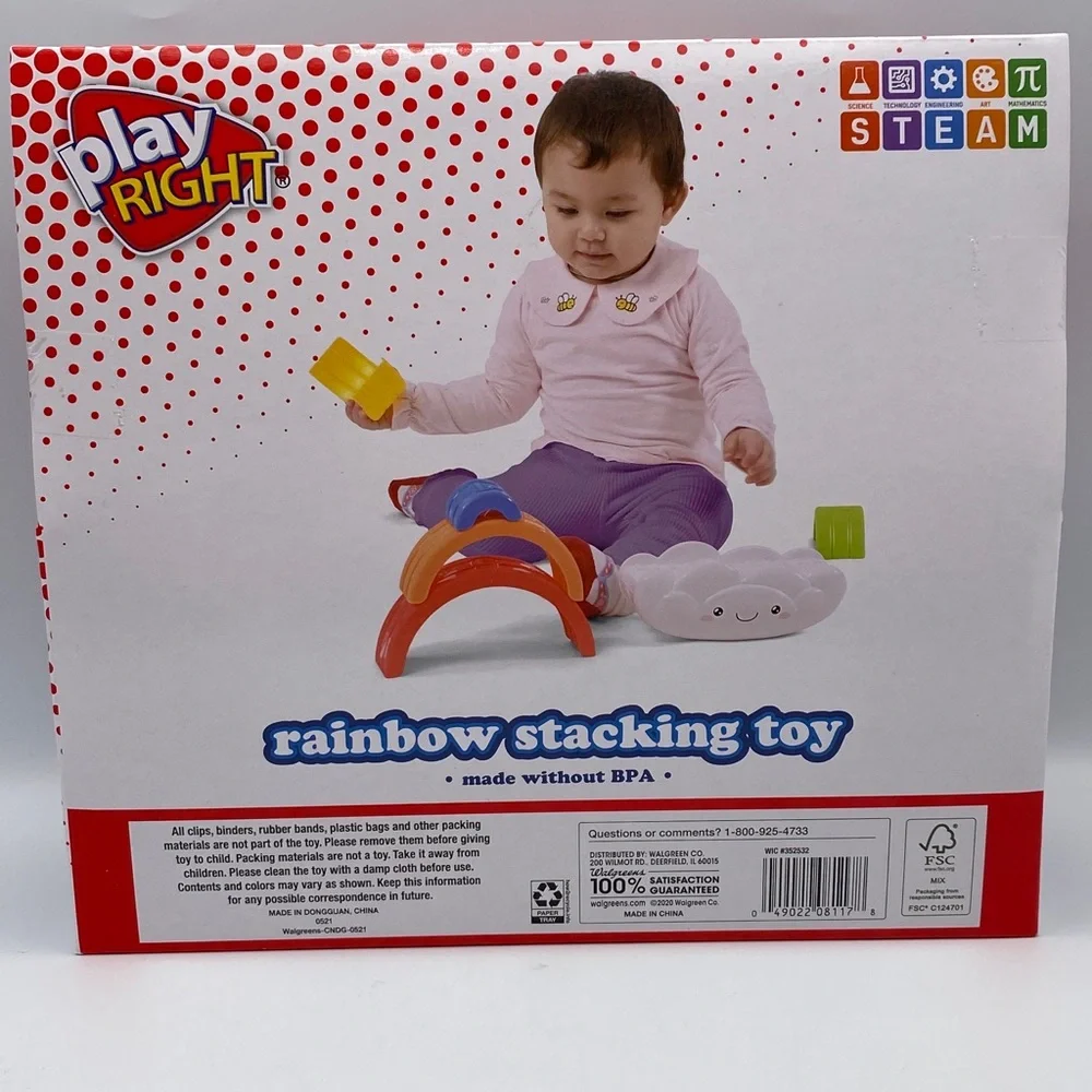 Play Right Rainbow Stacking Toy Develops Fine Motor Skills  Baby 6 Piece Set NEW - Picture 3 of 8